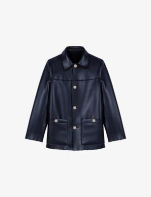 Reversible Faux-Leather and Bouclé Jacket by MAJE