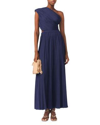 Revi Asymmetric Pleated Maxi Dress by MAJE
