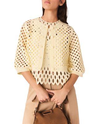 Rhinestone Crochet Cardigan by MAJE