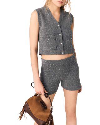 Rhinestone Cropped Vest by MAJE