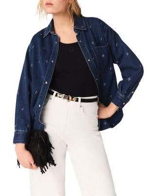 Rhinestone Denim Shirt by MAJE