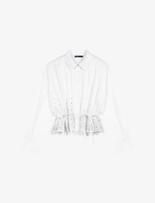 Rhinestone-Embellished Cotton Shirt by MAJE