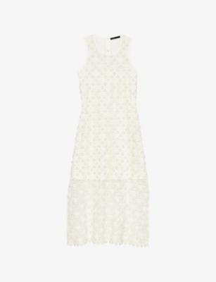 Rhinestone-Embellished Sleeveless Crochet Maxi Dress by MAJE