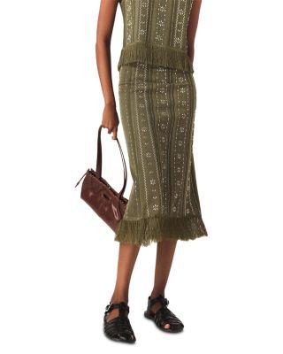 Rhinestone Flowers Knit Skirt by MAJE