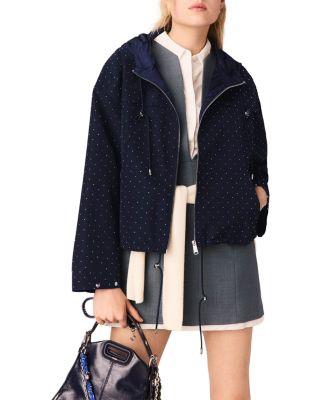 Rhinestone Hooded Windbreaker by MAJE
