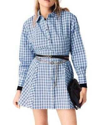 Rhinestone Trim Cotton Shirt Dress by MAJE