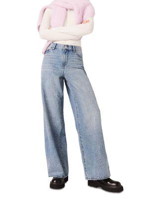 Rhinestone Wide Leg Jeans in Blue by MAJE