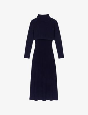 Ribbed Removable-Jumper Knitted Midi Dress by MAJE