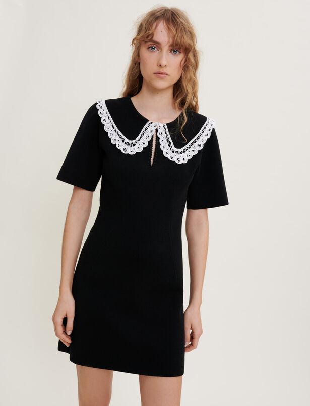 Rimandal - Knitted dress with large contrast collar by MAJE | jellibeans