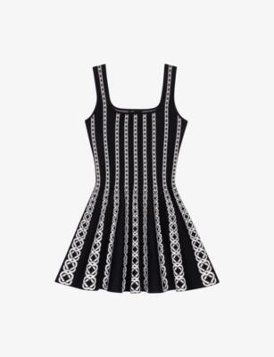 Rope-Intarsia Square-Neck Stretch-Knit Mini Dress by MAJE