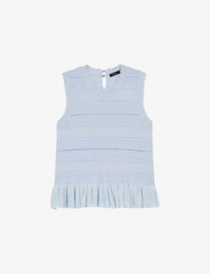 Ruffled-Hem Openwork Knitted Top by MAJE