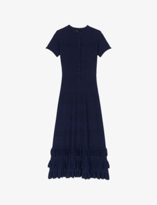 Ruffled Knitted Maxi Dress by MAJE