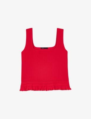 Ruffled Square-Neck Stretch-Knit Top by MAJE Ruffled Square-Neck Stretch-Knit Top by MAJE