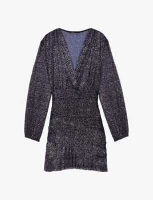 Runnylo glittered draped woven mini dress by MAJE Runnylo glittered draped woven mini dress by MAJE