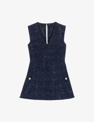 Sequin-Embellished Layered-Effect Tweed Playsuit by MAJE