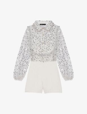 Sequin-Embellished Long-Sleeved Woven Playsuit by MAJE