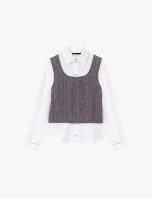 Shirt-Underlayer Ribbed Stretch-Knit Top by MAJE