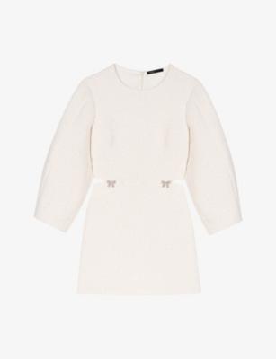 Short Balloon-Sleeve Tweed Mini Dress by MAJE