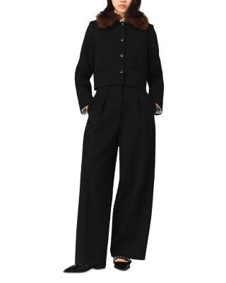Short Jacket with Removable Faux Fur Collar by MAJE