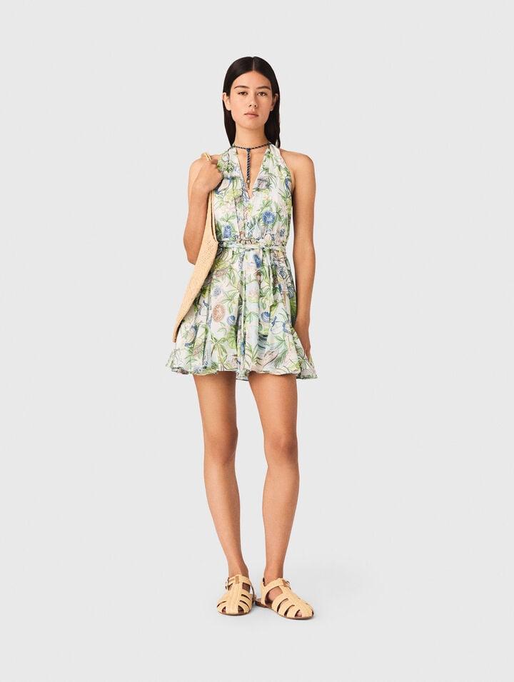 Short Patterned Backless Dress by MAJE