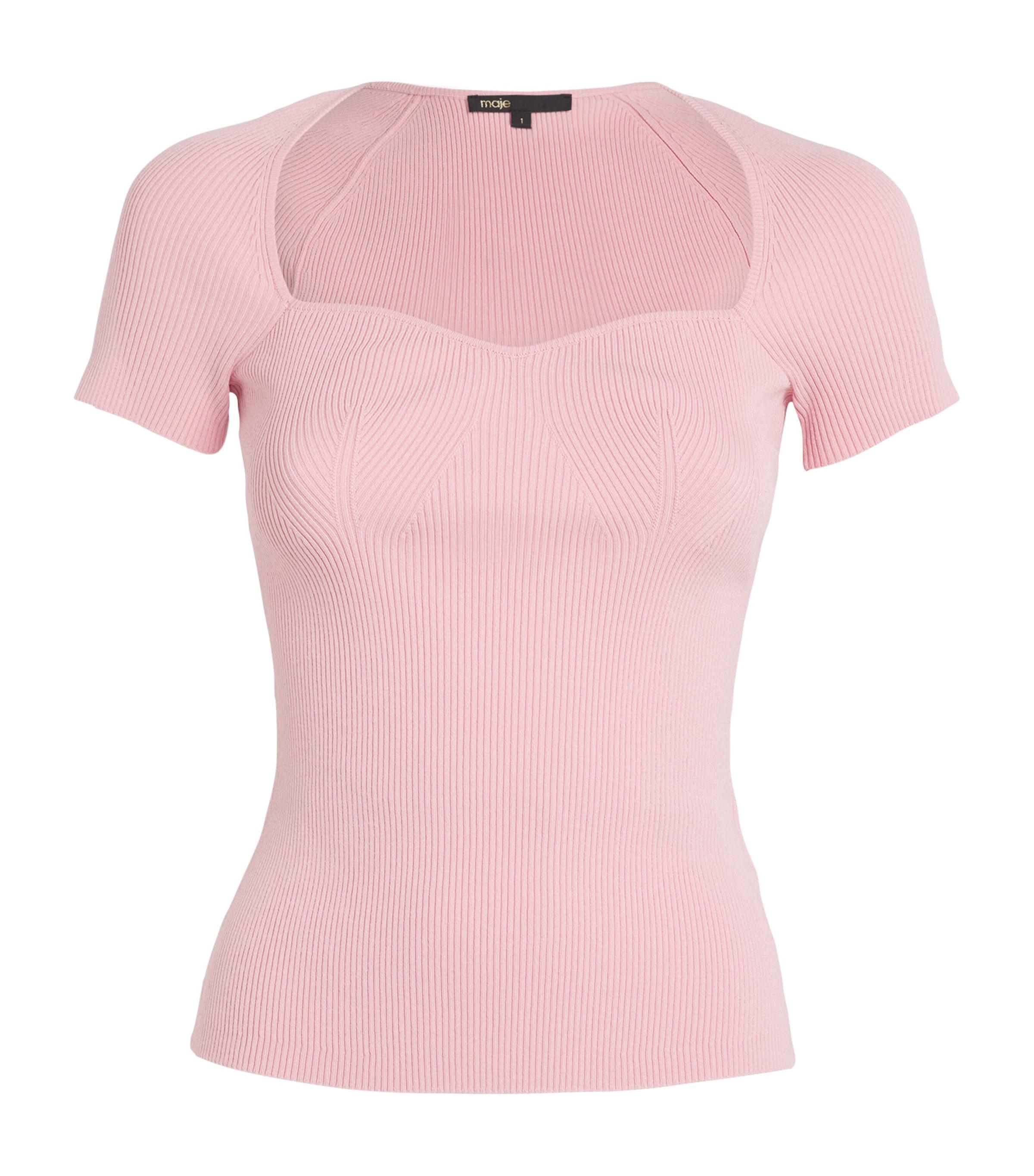 Short-Sleeve Ribbed Top by MAJE