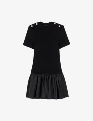 Short-Sleeve Taffeta-Knit Mini Dress by MAJE