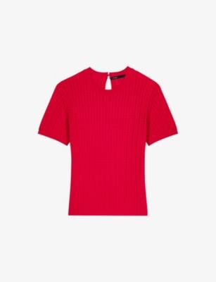 Short-Sleeved Knitted Cotton-Blend Jumper by MAJE