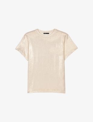 Short-Sleeved Metallic Lamé T-shirt by MAJE