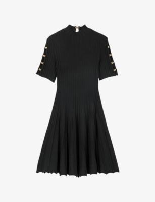 Short-Sleeved Ribbed Knitted Mini Dress by MAJE