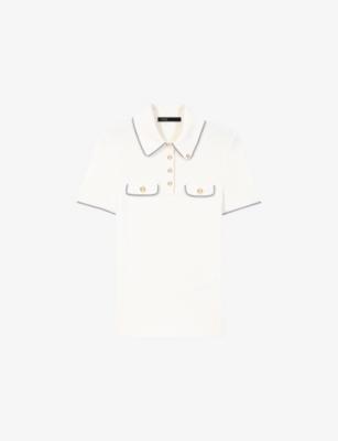 Short-Sleeved Ribbed Knitted Polo Shirt by MAJE