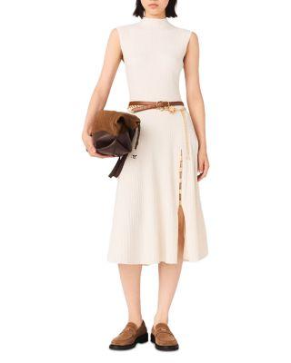 Side Slit Ribbed Dress by MAJE