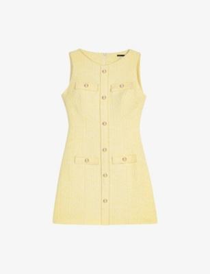 Sleeveless Button-Front Tweed Mini Dress by MAJE