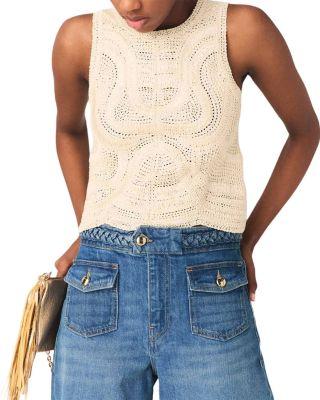 Sleeveless Crochet Knit Top by MAJE