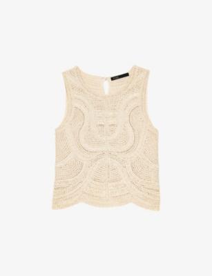Sleeveless Crochet-Knit Woven Top by MAJE