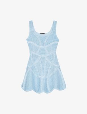Sleeveless Square-Neck Crochet Mini Dress by MAJE