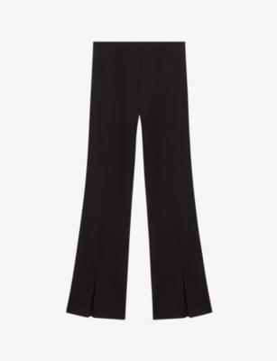 Split-cuff flare-leg high-rise stretch-woven trousers by MAJE