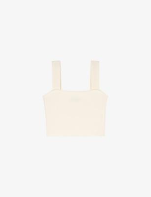 Square-Neck Cropped Knitted Top by MAJE