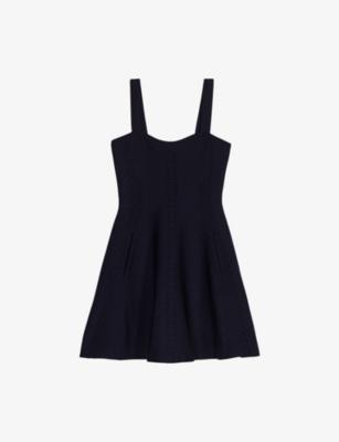 Square-Neck Embroidered Knitted Mini Dress by MAJE