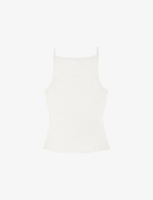 Square-Neck Ribbed Cotton-Blend Top by MAJE