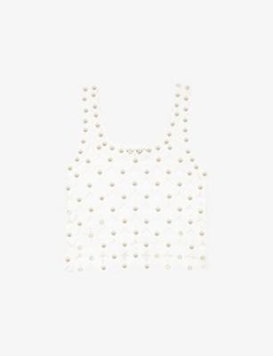 Square-Neck Sequin-Embellished Crochet Top by MAJE