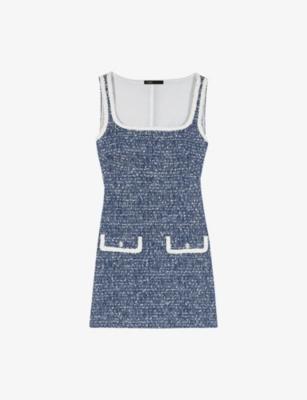 Square-Neck Tweed Cotton-Blend Mini Dress by MAJE