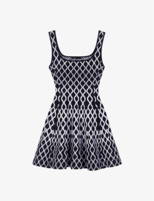 Square-neck geometric-pattern stretch-knit mini dress by MAJE
