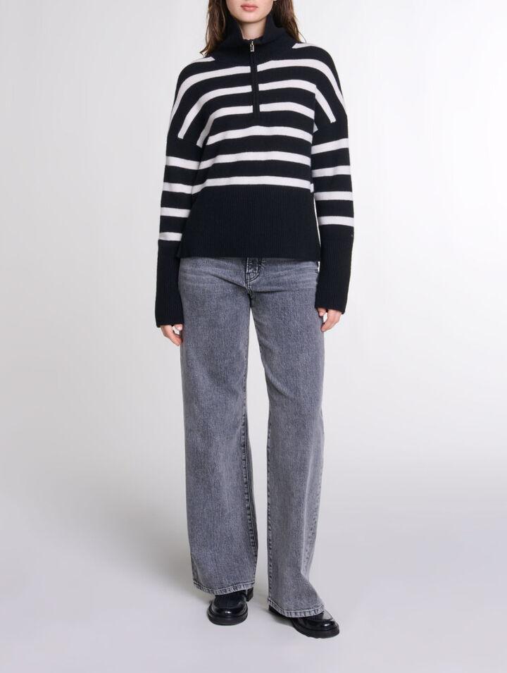 Stripe print high-neck jumper by MAJE