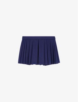 Stripe-print layered-effect high-rise stretch-wool shorts by MAJE