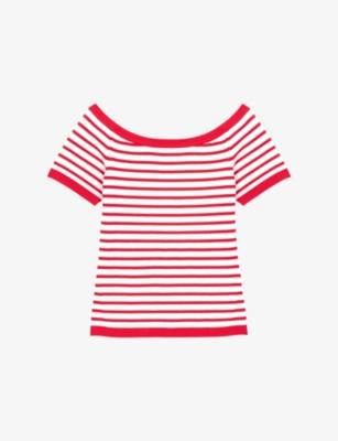 Striped Boat-Neck Cotton-Blend Top by MAJE