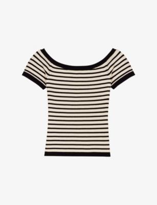 Striped Boat-Neck Knitted Top by MAJE