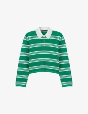 Striped Cropped Cotton-Blend Polo Jumper by MAJE