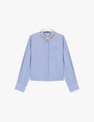 Striped Detachable-Collar Cotton Shirt by MAJE