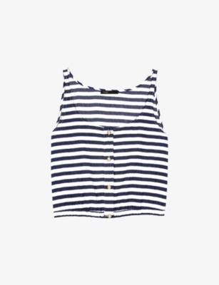 Striped Scoop-Neck Woven Top by MAJE