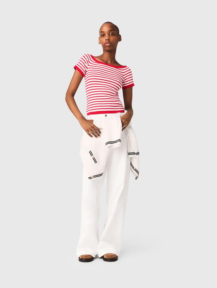 Striped knit top with boat neck by MAJE